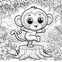 Aperçu - Matériel pour travaux manuels / dessin - Singes coloriages (50 modèles à colorier) - Page 2