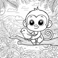 Aperçu - Matériel pour travaux manuels / dessin - Singes coloriages (50 modèles à colorier) - Page 3