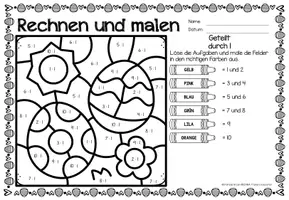 Voorbeeld - Rechen-Mal-Blätter - Division (Ostern) Pasen Wiskunde Duits - Pagina 2