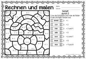 Voorbeeld - Rechen-Mal-Blätter - Division (Ostern) Pasen Wiskunde Duits - Pagina 3
