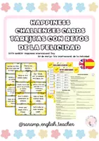 Vista previa - Unidades / Secuencias / Situaciones de Aprendizaje - HAPPINESS CHALLENGES 30 CARDS- TARJETAS CON RETOS DE LA FELICIDAD- International Day of Happiness (March 20th) - Portada