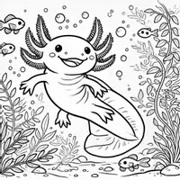 Aperçu - Matériel pour travaux manuels / dessin - Axolotls coloriages (50 modèles à colorier) - Page 1