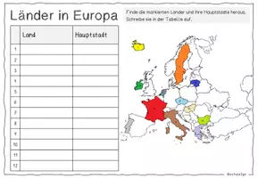 Vorschau - Arbeitsblätter - EUROPA / Kartenarbeit / Länder in Europa - Seite 1
