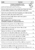 Vorschau - Arbeitsblätter - Zahlenrätsel Klasse 4 (ZR Million, schriftliche Multiplikation) - Seite 1
