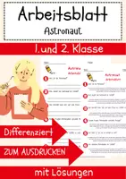 Vorschau - Arbeitsblätter - Astronaut Arbeitsblatt 1. & 2. Klasse Kosmonaut AB mit Lösungen - Deckblatt