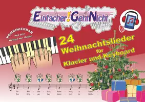 Vorschau - Arbeitsblätter - 24 Weihnachtslieder für Klavier und Keyboard | Noten und Audio-Tracks - Deckblatt