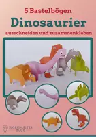Vorschau - Mal- und Bastelvorlagen - 🦕 5 Dinosaurier-Bastelbögen für Kinder 🦖 - Deckblatt