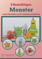 Vorschau - Mal- und Bastelvorlagen - 5 lustige Monster-Bastelbögen für Kinder - Deckblatt