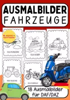 Vorschau - Arbeitsblätter - 18 Ausmalbilder Fahrzeuge – Mit Fahrzeugnamen und Artikel zum Lernen und Gestalten (DaF/DaZ) - Deckblatt