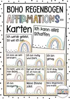 Vorschau - Mal- und Bastelvorlagen - Affirmationskarten Boho Regenbogen | Klassenzimmer Deko | Mutmacherkarten - Seite 1