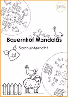 Vorschau - Mal- und Bastelvorlagen - Tiere am Bauernhof Mandala - Deckblatt