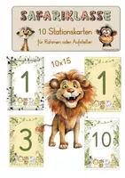 Vorschau - Stationenlernen - Stationskarten im Safarilook - Deckblatt
