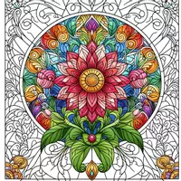 Aperçu - Matériel pour travaux manuels / dessin - Fleurs en vitrail coloriages (49 modèles à colorier) - Page de couverture