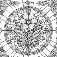 Aperçu - Matériel pour travaux manuels / dessin - Fleurs en vitrail coloriages (49 modèles à colorier) - Page 1