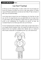 Vorschau - Arbeitsblätter - LESEN und MALEN Karneval / Fasching DaZ DaF mit Fragen - Seite 2