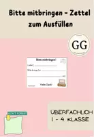 Vorschau - Mal- und Bastelvorlagen - Bitte mitbringen - Zettel für Veranstaltungen in der Grundschule - Deckblatt