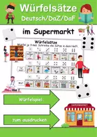 Vorschau - Spiele - Würfelsätze / Würfelspiel im Supermarkt - Deutsch/DaF/DaZ - Wortspiel - Deckblatt