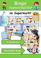 Vorschau - Mal- und Bastelvorlagen - Wortschatz Bingo - im Supermarkt (Klasse 1 und 2) - Deckblatt
