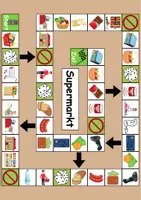 Vorschau - Mal- und Bastelvorlagen - Brettspiel im Supermarkt Wortschatzspiel Grundschule DaZ/DaF/Deutsch - Seite 1