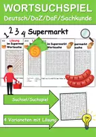 Vorschau - Arbeitsblätter - Wortsuchspiel/Wortsuche/Suchsel im Supermarkt (Grundschule) - 4 Varianten - Deckblatt