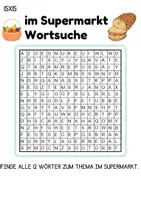 Vorschau - Arbeitsblätter - Wortsuchspiel/Wortsuche/Suchsel im Supermarkt (Grundschule) - 4 Varianten - Seite 2