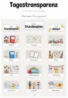 Vorschau - Poster - Tagestransparenz/ Tagesplan: Stundenplan für die Grundschule (beige) - Deckblatt