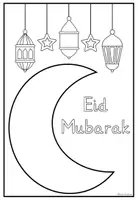 Vorschau - Arbeitsblätter - Eid Mubarak Ausmalbilder / Ramadan Eid Karten für Kinder - Seite 1