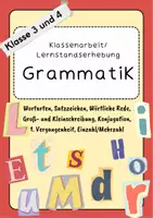 Vorschau - Klassenarbeiten - Grammatik-Klassenarbeit/Lernstandserhebung: Klasse 3 und 4 - Deckblatt