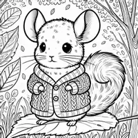Aperçu - Matériel pour travaux manuels / dessin - Chinchillas en cardigans coloriages (50 modèles à colorier) - Page 1