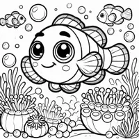 Aperçu - Matériel pour travaux manuels / dessin - Poissons-clowns coloriages (50 modèles à colorier) - Page 1