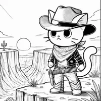 Aperçu - Matériel pour travaux manuels / dessin - Chats cow-boys coloriages (50 modèles à colorier) - Page 1