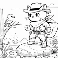 Aperçu - Matériel pour travaux manuels / dessin - Chats cow-boys coloriages (50 modèles à colorier) - Page 3