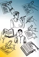 Vorschau - selbst erstellte Cliparts/Grafiken - Hände, die einen Stift oder ein Buch halten - Deckblatt