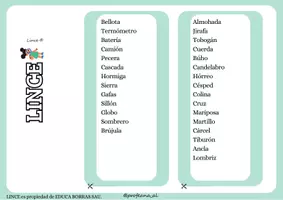 Vista previa - Juegos / Gamificación - Juego del Lince®️- Vocabulario Poco Común - página 1