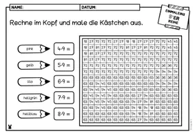 Vorschau - Arbeitsblätter - Kostenlos Rechenmalblätter Ostern Pixelbilder Einmaleins Multiplikation Rechnen und Malen - Seite 3
