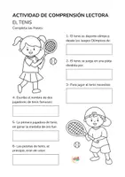 Vista previa - Hojas de trabajo - Infografía sobre el tenis - página 1