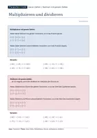 Vorschau - Merkblätter - Multiplizieren und dividieren mit (positiven und negativen) ganzen Zahlen - Merkblatt - Seite 1