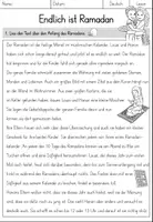 Vorschau - Arbeitsblätter - Leseverstehen - Endlich ist Ramadan - Deutsch 2. und 3. Klasse - Seite 1