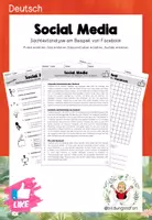 Vorschau - Arbeitsblätter - Sachtext und Leistungsüberprüfung Social Media (Facebook) - Deckblatt