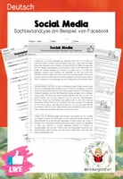 Vorschau - Arbeitsblätter - Sachtext und Leistungsüberprüfung Social Media (Facebook) - Seite 1