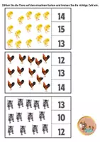 Vorschau - Arbeitsblätter - Mathe-Fähigkeiten im Vorschulalter Zahlen, Zählmengen 10–20 (Haustiere – realistische Bilder) - Seite 3