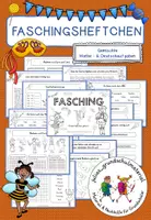 Vorschau - Arbeitsblätter - Faschingsheftchen - 3 Versionen (Fasching, Karneval, Fasnacht) / Verschiedene Deutsch- & Matheaufgaben - Deckblatt
