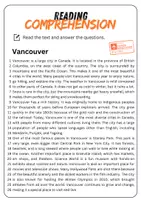 Vorschau - Arbeitsblätter - Reading Comprehension - Vancouver + Solutions - Seite 1