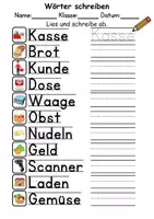 Vorschau - Arbeitsblätter - im Supermarkt Wörter und Sätze schreiben und Silben DaZ/DaF, deutsch - Seite 3