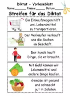 Vorschau - Arbeitsblätter - GRATIS - Diktat Thema im Supermarkt - DaZ/DaF, Deutsch (Klasse 1 bis 4) - Seite 1
