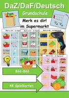 Vorschau - Mal- und Bastelvorlagen - Merk es dir im Supermarkt (Bild-Bild) - DaZ/DaF, Deutsch (Klasse 1 bis 4) - Deckblatt
