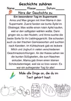 Vorschau - Mal- und Bastelvorlagen - im Supermarkt Leseverstehen und Wortschatz - DaZ/DaF, Deutsch, Sachunterricht - Seite 1