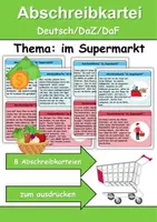 Vorschau - Unterrichtsreihen - Abschreibkartei Thema im Supermarkt - DaZ/DaF, Deutsch (schreiben) - Deckblatt