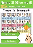 Vorschau - Spiele - Nenne 3 (Give me 5) im Supermarkt - DaZ/DaF, Deutsch (Spiel) - Deckblatt