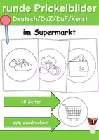 Vorschau - Mal- und Bastelvorlagen - runde Prickelbilder / Fensterbilder Thema im Supermarkt - Grundschule - Bastelvorlagen - Deckblatt
